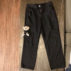 Black jeans with teddy bear